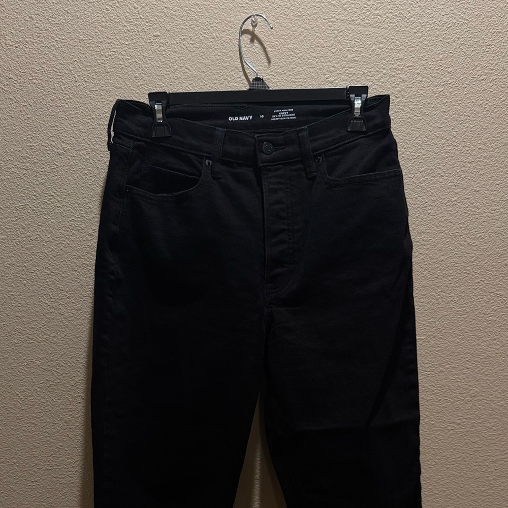 Old Navy Black Curvy Sky-Hi Straight Jeans